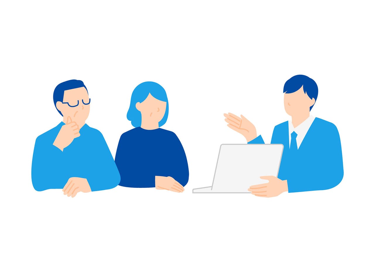 男性に説明をうけているご夫婦のイラスト